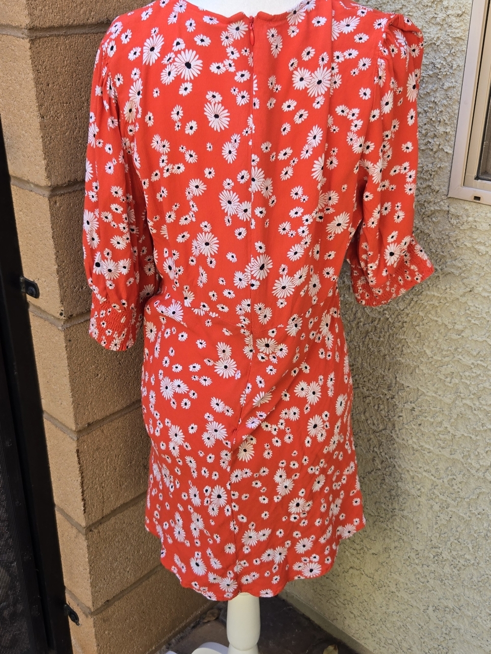 Rixo For Target Orange Floral V-Neck Puff Sleeve Dress - Picture 6 of 8